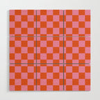 Pink Checker Pattern Wood Wall Art Gallery Image 1