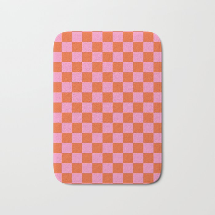 Pink Checker Pattern Bath Mat Gallery Image 1