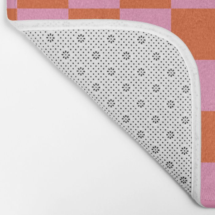 Pink Checker Pattern Bath Mat Gallery Image 2