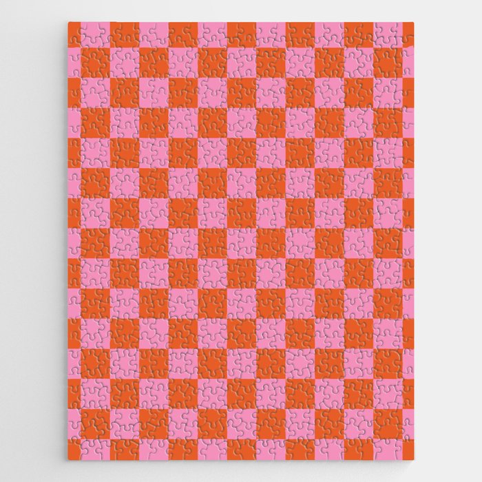 Pink Checker Pattern Jigsaw Puzzle Gallery Image 1