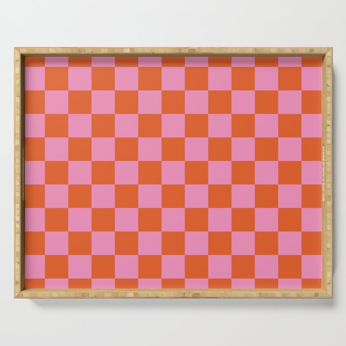 Pink Checker Pattern Serving Tray Gallery Image 1