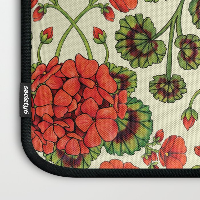 Red Geraniums -  Vintage-Inspired Floral Pattern For Spring Laptop Sleeve Gallery Image 3