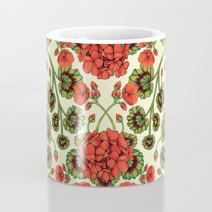 Red Geraniums -  Vintage-Inspired Floral Pattern For Spring Coffee Mug Gallery Image 4