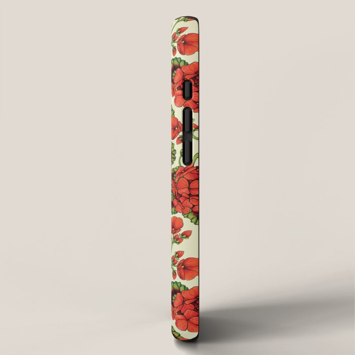 Red Geraniums -  Vintage-Inspired Floral Pattern For Spring iPhone Case Gallery Image 2