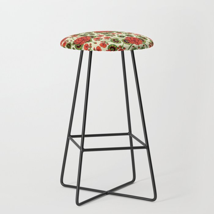 Red Geraniums -  Vintage-Inspired Floral Pattern For Spring Stool Gallery Image 1