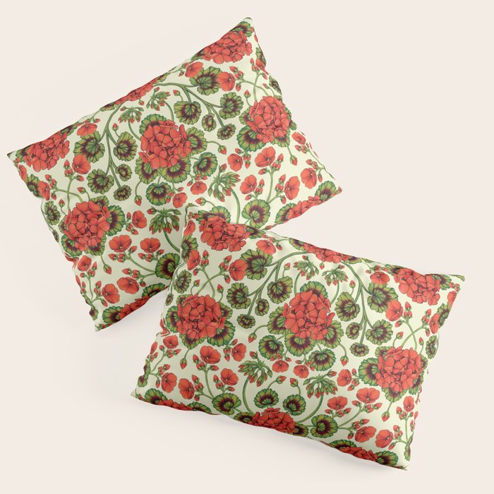 Red Geraniums - Vintage-Inspired Floral Pattern For Spring Pillow Sham ...
