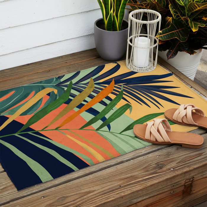 Abstract Art Tropical Leaves 117 Outdoor Rug Gallery Image 2