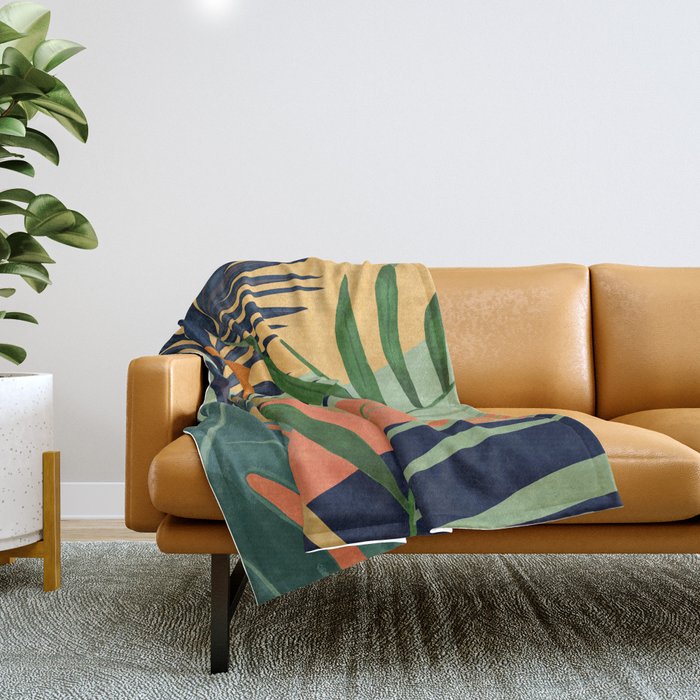 Abstract Art Tropical Leaves 117 Throw Blanket Gallery Image 1