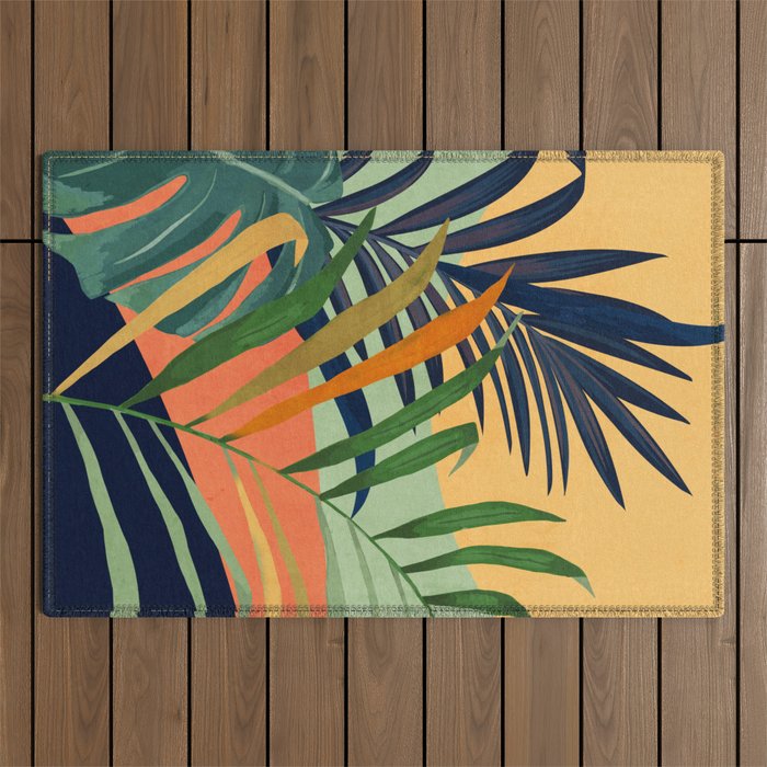 Abstract Art Tropical Leaves 117 Outdoor Rug Gallery Image 1