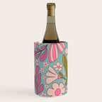 Retro Groovy - 70's Blue Floral Pattern Wine Chiller Gallery Image 2