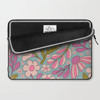 Retro Groovy - 70's Blue Floral Pattern Laptop Sleeve Gallery Image 2