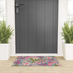 Retro Groovy - 70's Blue Floral Pattern Welcome Mat Gallery Image 3
