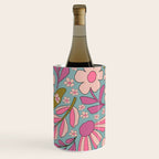 Retro Groovy - 70's Blue Floral Pattern Wine Chiller Gallery Image 3
