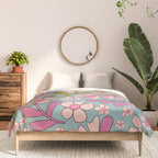 Retro Groovy - 70's Blue Floral Pattern Comforter Gallery Image 3