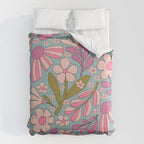 Retro Groovy - 70's Blue Floral Pattern Comforter Gallery Image 6