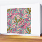 Retro Groovy - 70's Blue Floral Pattern Wall Mural Gallery Image 2