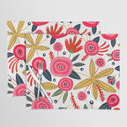 Mid-Century Modern Pink Floral And Leaves Designs Placemat Gallery Image 1