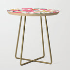 Mid-Century Modern Pink Floral And Leaves Designs Side Table Gallery Image 1