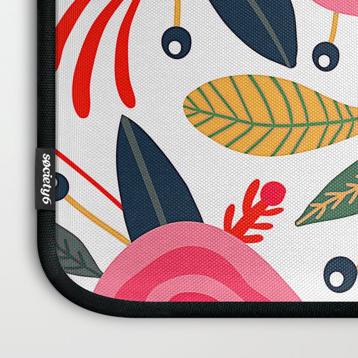 Mid-Century Modern Pink Floral And Leaves Designs Laptop Sleeve Gallery Image 3