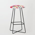 Mid-Century Modern Pink Floral And Leaves Designs Stool Gallery Image 1