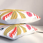 Mid-Century Modern Pink Floral And Leaves Designs Pillow Sham Gallery Image 3