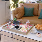 Mid-Century Modern Pink Floral And Leaves Designs Serving Tray Gallery Image 2