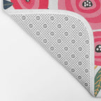 Mid-Century Modern Pink Floral And Leaves Designs Bath Mat Gallery Image 2