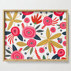 Mid-Century Modern Pink Floral And Leaves Designs Serving Tray Gallery Image 1