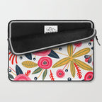 Mid-Century Modern Pink Floral And Leaves Designs Laptop Sleeve Gallery Image 2