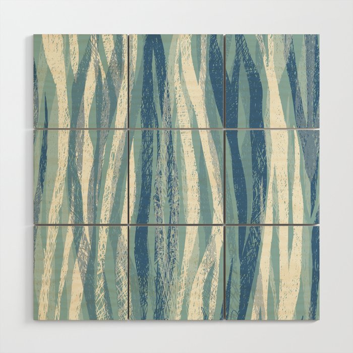 Wildlife Safari animal print blue Wood Wall Art Gallery Image 1