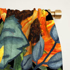 Festive, Sunflowers, Yellow and Green on Black Window Curtain Gallery Image 2