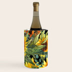Festive, Sunflowers, Yellow and Green on Black Wine Chiller Gallery Image 3