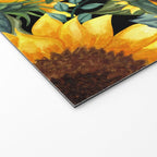 Festive, Sunflowers, Yellow and Green on Black Welcome Mat Gallery Image 2
