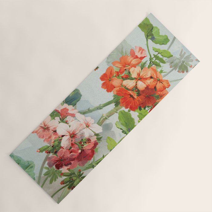 Panneaux de Fleurs  1900 Watercolor Geranium Illustration Yoga Mat Gallery Image 1