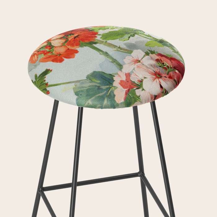 Panneaux de Fleurs  1900 Watercolor Geranium Illustration Stool Gallery Image 2