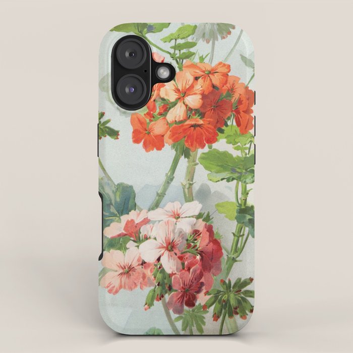 Panneaux de Fleurs  1900 Watercolor Geranium Illustration iPhone Case Gallery Image 1