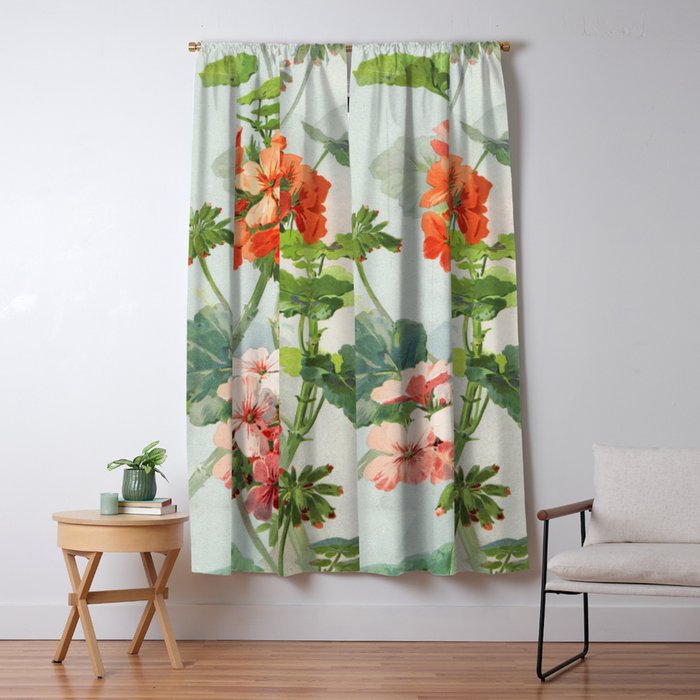 Panneaux de Fleurs  1900 Watercolor Geranium Illustration Window Curtain Gallery Image 5