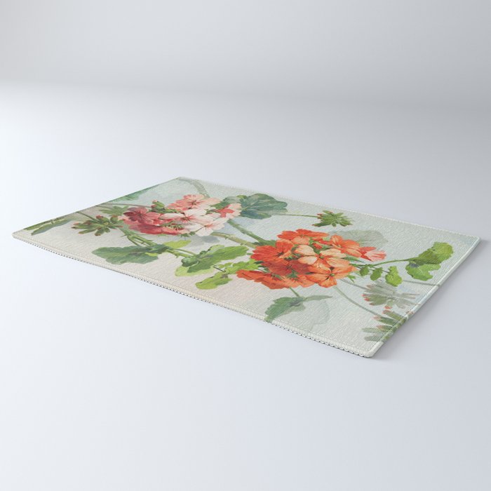 Panneaux de Fleurs  1900 Watercolor Geranium Illustration Rug Gallery Image 3