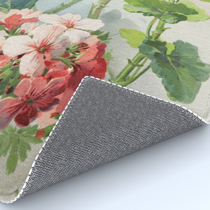 Panneaux de Fleurs  1900 Watercolor Geranium Illustration Rug Gallery Image 4