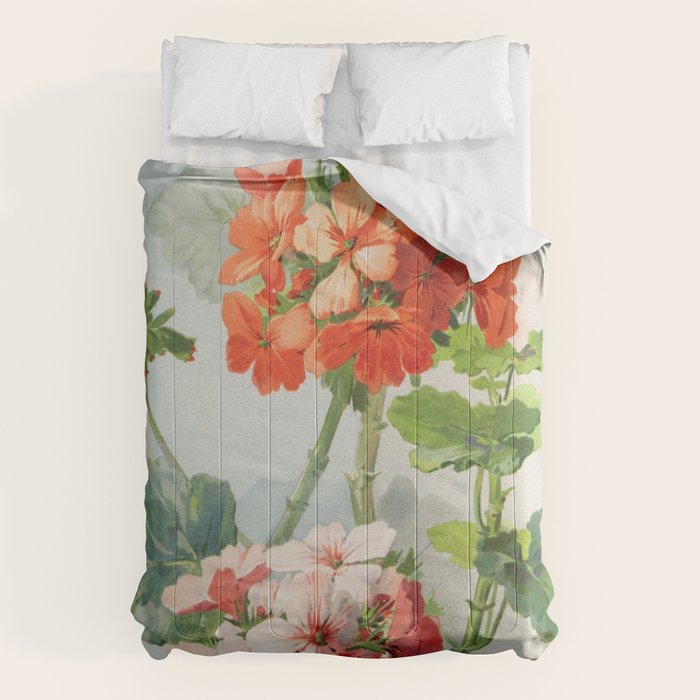 Panneaux de Fleurs  1900 Watercolor Geranium Illustration Comforter Gallery Image 1