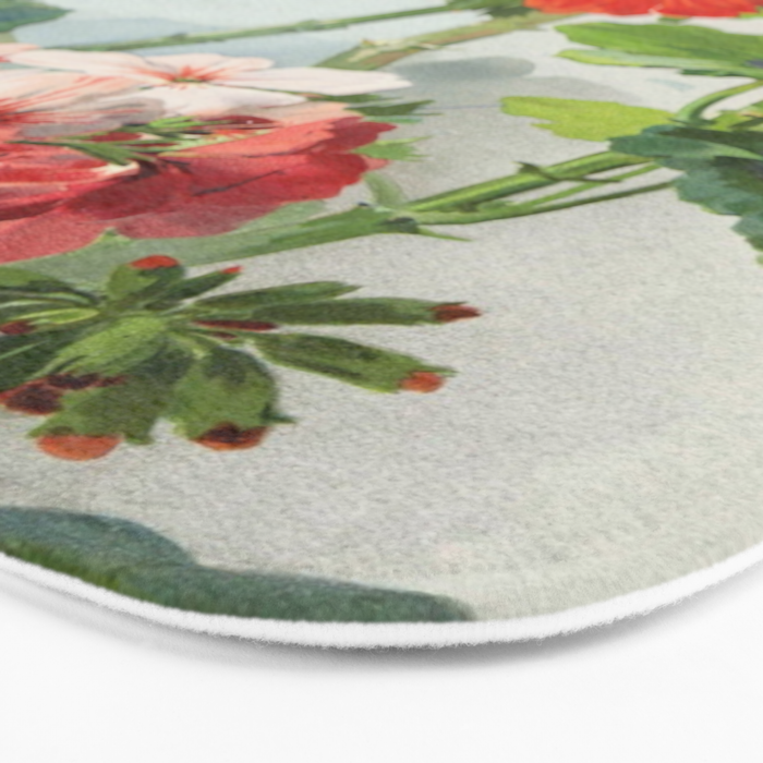 Panneaux de Fleurs  1900 Watercolor Geranium Illustration Bath Mat Gallery Image 3
