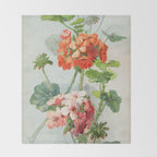 Panneaux de Fleurs  1900 Watercolor Geranium Illustration Throw Blanket Gallery Image 2