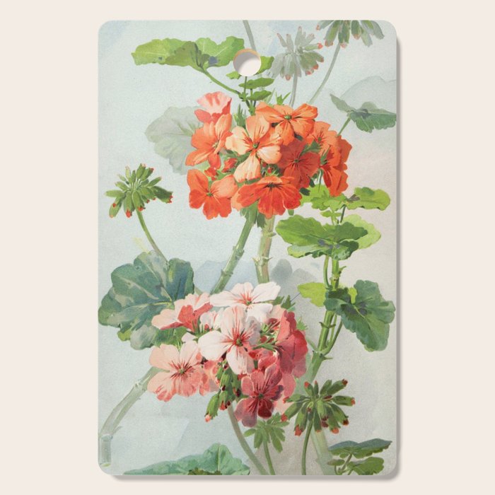 Panneaux de Fleurs  1900 Watercolor Geranium Illustration Cutting Board Gallery Image 1
