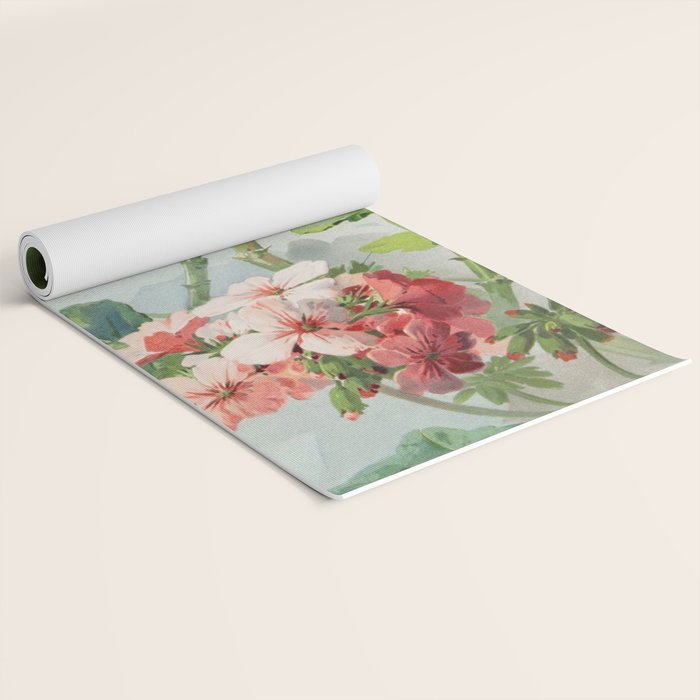 Panneaux de Fleurs  1900 Watercolor Geranium Illustration Yoga Mat Gallery Image 2