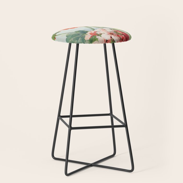 Panneaux de Fleurs  1900 Watercolor Geranium Illustration Stool Gallery Image 1
