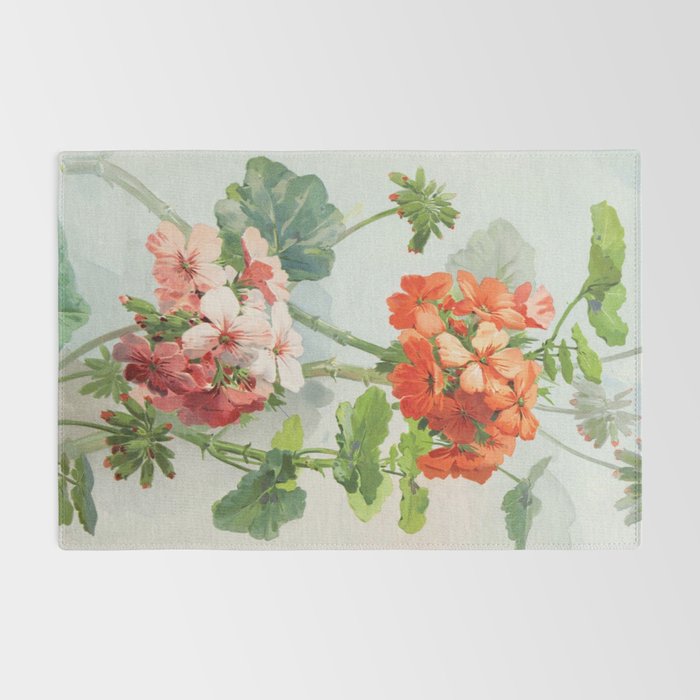 Panneaux de Fleurs  1900 Watercolor Geranium Illustration Rug Gallery Image 2
