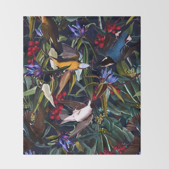 Midnight Birds I Throw Blanket Gallery Image 2