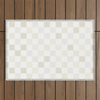 Checkerboard Check Pattern in Pale Light Neutral Beige White Tones Outdoor Rug Gallery Image 1