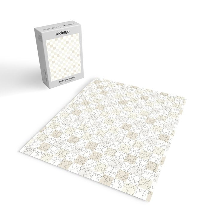 Checkerboard Check Pattern in Pale Light Neutral Beige White Tones Jigsaw Puzzle Gallery Image 2