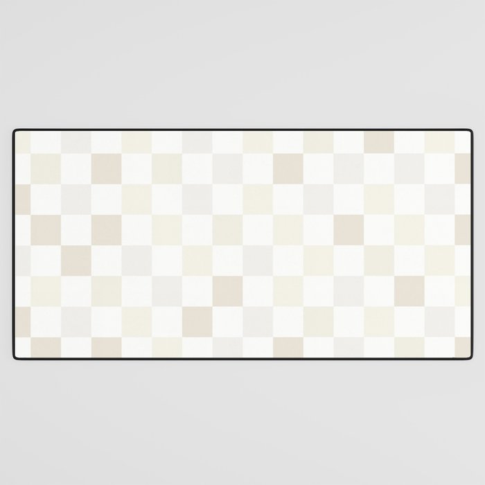 Checkerboard Check Pattern in Pale Light Neutral Beige White Tones Desk Mat Gallery Image 3